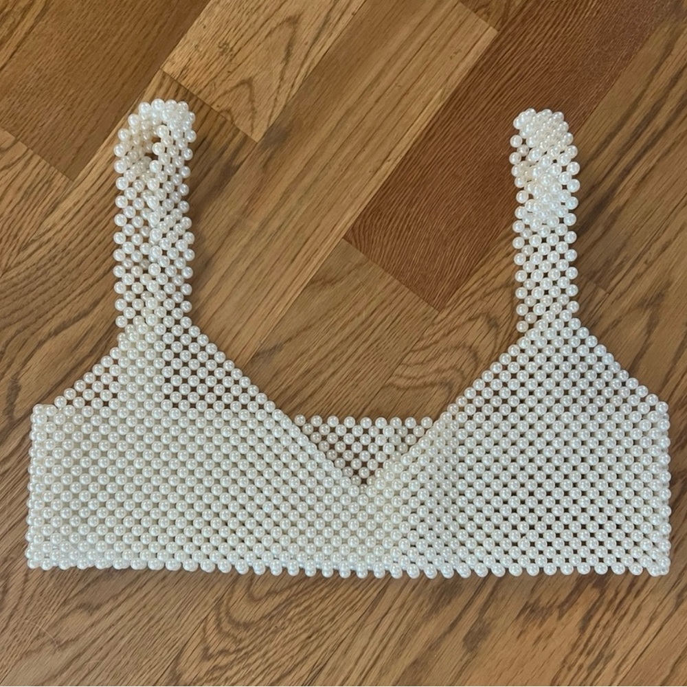 Pearl Beaded Crop Top